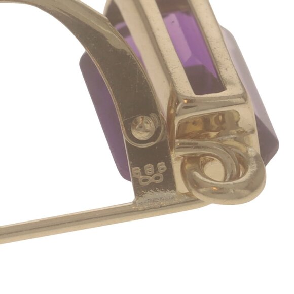 Yellow Gold Amethyst Dangle Earrings - 14k Emerald 3.20ctw Pierced - Picture 4 of 5